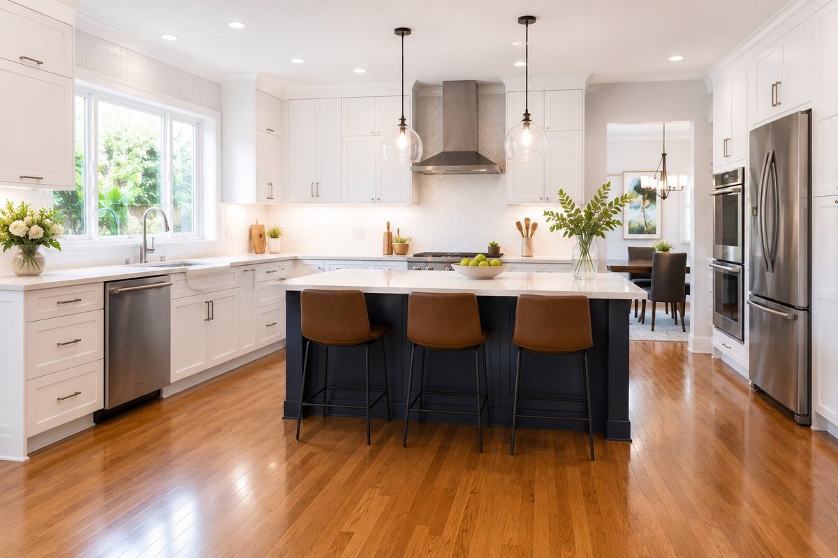 Bright, spotless kitchen after a professional cleaning